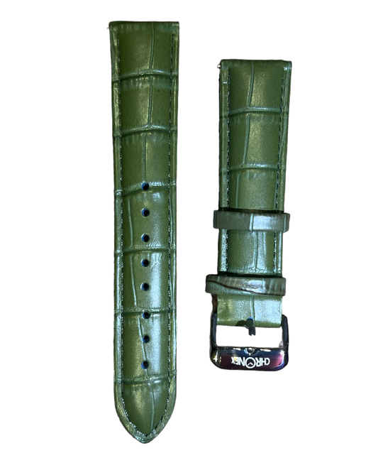 Genuine Leather Croc-Pattern Strap - Pistachio Green